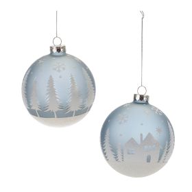 Ball Ornament (Set of 6) 4"D Glass (Option: Blue, White)