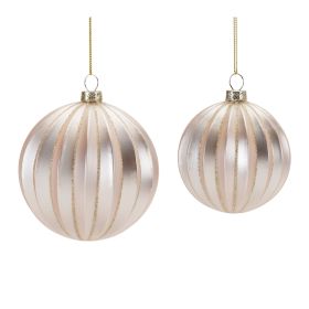 Ball Ornament (Set of 6) 3"D, 4"D Glass (Option: Silver)