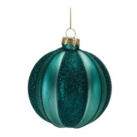 Ball Ornament (Set of 12) 3"D Glass (Option: Green)