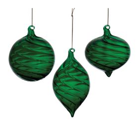Ornament (Set of 6) 4"D, 5"H, 6"H Glass (Option: Green)