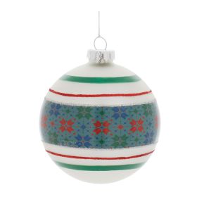 Ball Ornament (Set of 6) 4"D Glass (Option: White, Red, Green)