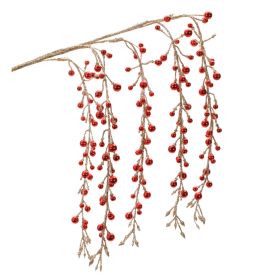 Hanging Berry Branch (Set of 2) 26"H Plastic (Option: Red, Gold)