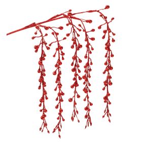 Hanging Berry Branch (Set of 2) 26"H Plastic (Option: Red)