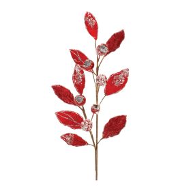 Leaf Spray (Set of 2) 29.5"H Polyester (Option: Red)