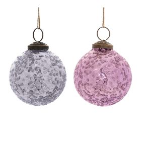 Ball Ornament (Set of 6) 3"D Glass (Option: Purple)