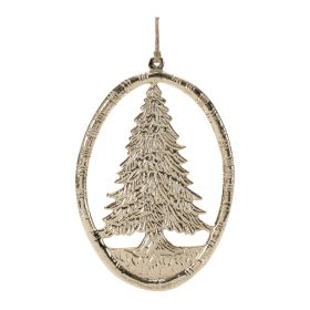 Oval Tree Ornament (Set of 12) 6"H Aluminum (Option: Gold)