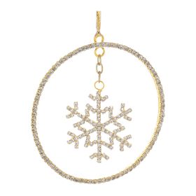 Snowflake Disc Ornament (Set of 12) 4"H Iron/Glass Beads (Option: Gold, Gray)