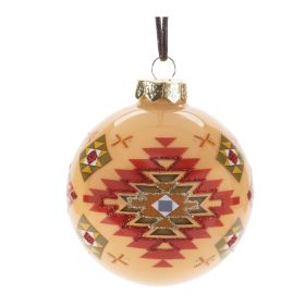 Ball Ornament (Set of 6) 4"D Glass (Option: Beige, Red)