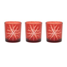 Votive Holder (Set of 3) 3"H Glass (Option: Red)