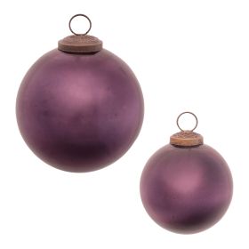 Ball Ornament (Set of 12) 3"D, 4"D Glass (Option: Purple)