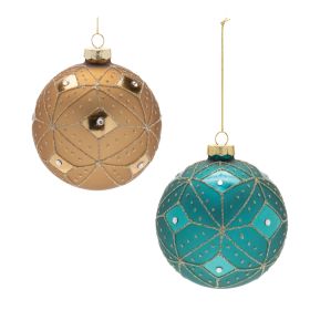 Ball Ornament (Set of 6) 4"D Glass (Option: Blue, Gold)