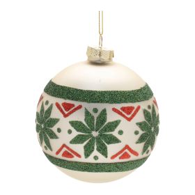 Ball Ornament (Set of 6) 4"D Glass (Option: Green, Red)