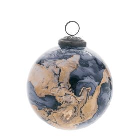 Ball Ornament (Set of 6) 4"D Glass (Option: Gold, Blue)