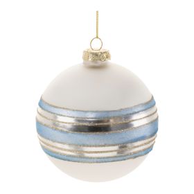 Ball Ornament (Set of 6) 4"D Glass (Option: Silver, Blue)