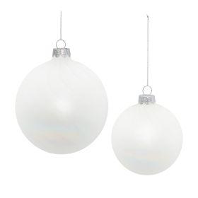 Ball Ornament (Set of 12) 3"D, 4"D Glass (Option: White)