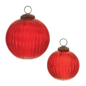 Ball Ornament (Set of 12) 3"D, 4"D Glass (Option: Red)