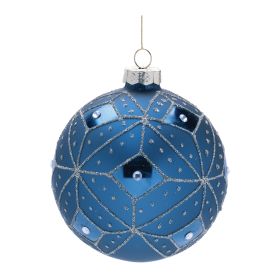 Ball Ornament (Set of 6) 4"D Glass (Option: Blue, Gray)