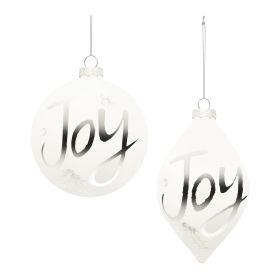 Ornament (Set of 6) 4"D, 5"H Glass (Option: White, Silver)