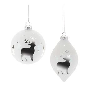 Ornament (Set of 6) 4"D, 5"H Glass (Option: Gray)