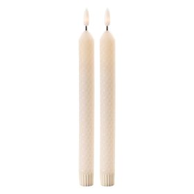FIA Wick Taper Candle (Set of 2) CREAM 9.5"H Wax/Plastic 2 AAA Batteries Not Included (Option: White)