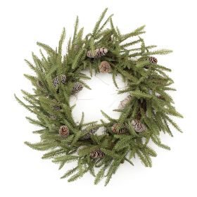 Pine Wreath 24"D Plastic (Option: Green, Brown)