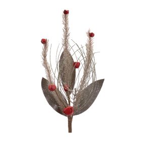 Pine Spray (Set of 6) w/Bells 18"H Plastic/Wire (Option: Red, Silver)