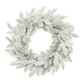 Flocked Pine Wreath 24"D Plastic (Option: White, Green)