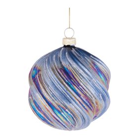 Ball Ornament (Set of 6) 4"D Glass (Option: Blue, Purple, Silver)