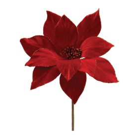 Poinsettia Stem (Set of 6) 24"H Polyester (Option: Red)