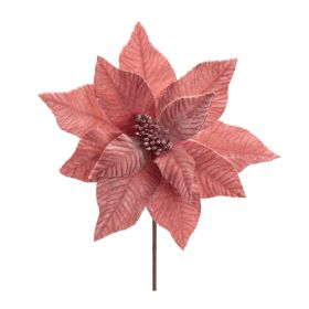 Poinsettia Stem (Set of 6) 24"H Polyester (Option: Pink)