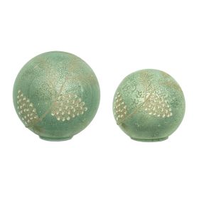 LED Globe w/Cone (Set of 2) 5"H, 7.5"H Glass 3 AA Batteries Not Included (Option: Blue, Green, Silver)