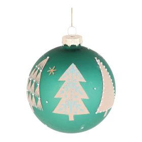 Ball Ornament (Set of 6) 4"D Glass (Option: Green, White)