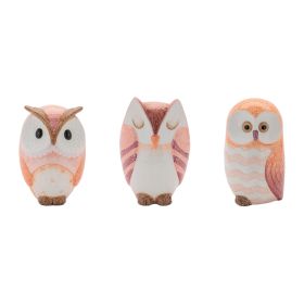Owl (Set of 3) 6.75"H, 7"H, 7.25"H Terra Cotta (Option: Pink, Beige)