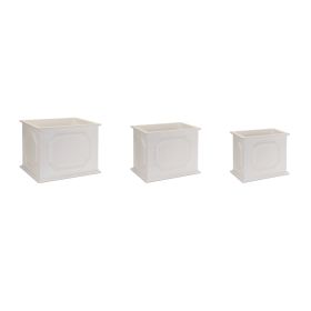 Planter (Set of 3) 13"L x  11.25"H, 15.5"L x 12.25"H, 18"L x 13.25"H MDF (Option: White)