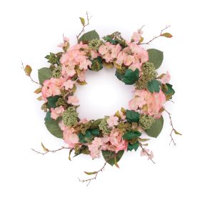Hydrangea Wreath 32"D Fabric (Option: Pink, Green)