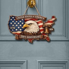 1PC Wooden tags for Independence Day, patriotic American homes, rural areas, wooden walls, door decorations, wooden crafts (Color: W, size: 40*40*0.5cm)
