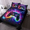 3PCS Gamer Gaming Bedding Sets 3D Gamepad Duvet Cover Sets for Boys Games Colorful Game Controller Modern Room Decor Home Quilt Cover Set