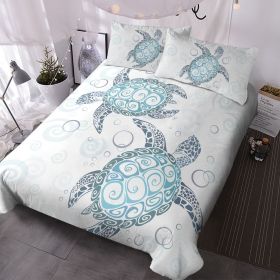 Sea Turtle Bedding Aqua Teal Blue Duvet Cover Sets Beach Turtle Bed Sets for Girls Women Ocean 3 Piece Turtle Themed Comforter Cover with 2 Pillowcase (size: Twin)