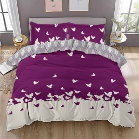 Butterfly Bedding Set for Girls, Purple Soft Lightweight Blue Duvet Cover Set, 3 Pcs (size: King)