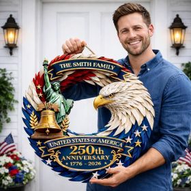 1 pc 250th anniversary of American independence, bald eagle commemorative wooden plaque, home porch decoration, wooden hanging board (Color: 9, size: 30*30*0.5cm)