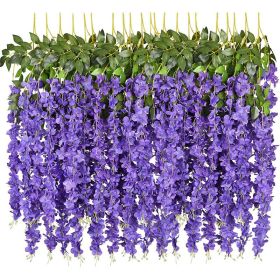 12 Packs Artificial Hanging Plants, Premium, Oxidation Resistance Flower, Wisteria Plants (Color: Purple)