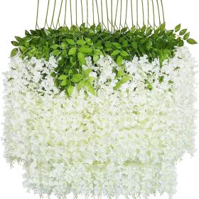 12 Packs Artificial Hanging Plants, Premium, Oxidation Resistance Flower, Wisteria Plants (Color: White)
