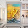 Handmade Large Golden Mountain Oil Painting;  Textured Acrylic Painting Modern Landscape Modern Wall Art Living Room Home Decor