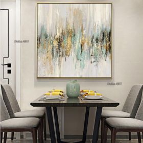 Oil painting style porch decoration painting living room light luxury hanging painting restaurant modern Scandinavian style sofa background mural (size: 90x90cm)