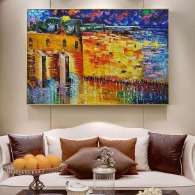 Handmade Wailing Wall Jerusalem Landscape Oil Paintings On Canvas Wall Art Decoration Modern Abstract Picture Home   Living Room hallway bedroom luxur (size: 100X150cm)
