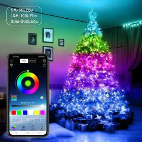 Usb Bluetooth Light String Mobile Phone App Smart Copper Wire Light String Christmas Decoration Light String (Select: RGB-2 meters 20 bulbs)