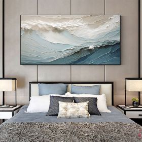 Handmade Oil Painting Original Abstract Seascape Oil Painting On Canvas Large Wall Art Bule Sea Painting Custom Painting Boho Wall Art Living room Wal (Style: 01, size: 150x220cm)