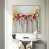 Oil Painting Hand Painted Square Still Life Floral / Botanical Modern Stretched Canvas Home Living Room Bedroom Luxurious Decoration Painting
