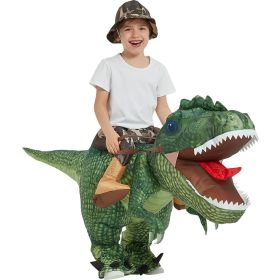 Adult Child Boys Girls Funny Inflatable Dinosaur Costume Riding Tyrannosaurus Rex Cosplay Fancy Dress Kids Halloween Party (Color: Child (120-150cm), size: One size)