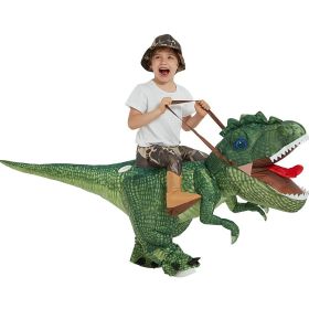 Adult Child Boys Girls Funny Inflatable Dinosaur Costume Riding Tyrannosaurus Rex Cosplay Fancy Dress Kids Halloween Party (Color: Child (80-120cm), size: One size)